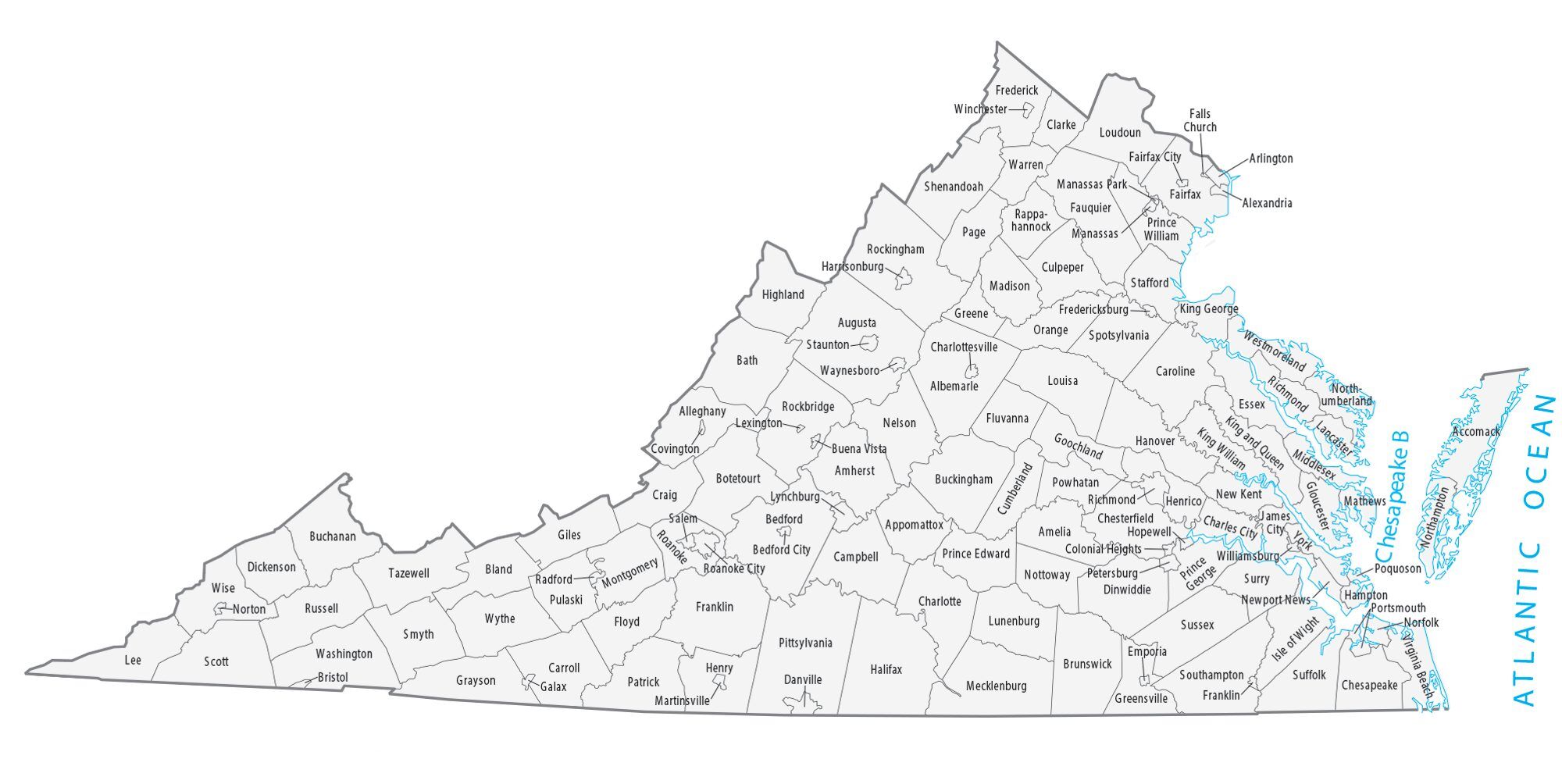 Virginia County Map Counties in Virginia (VA) VA Counties