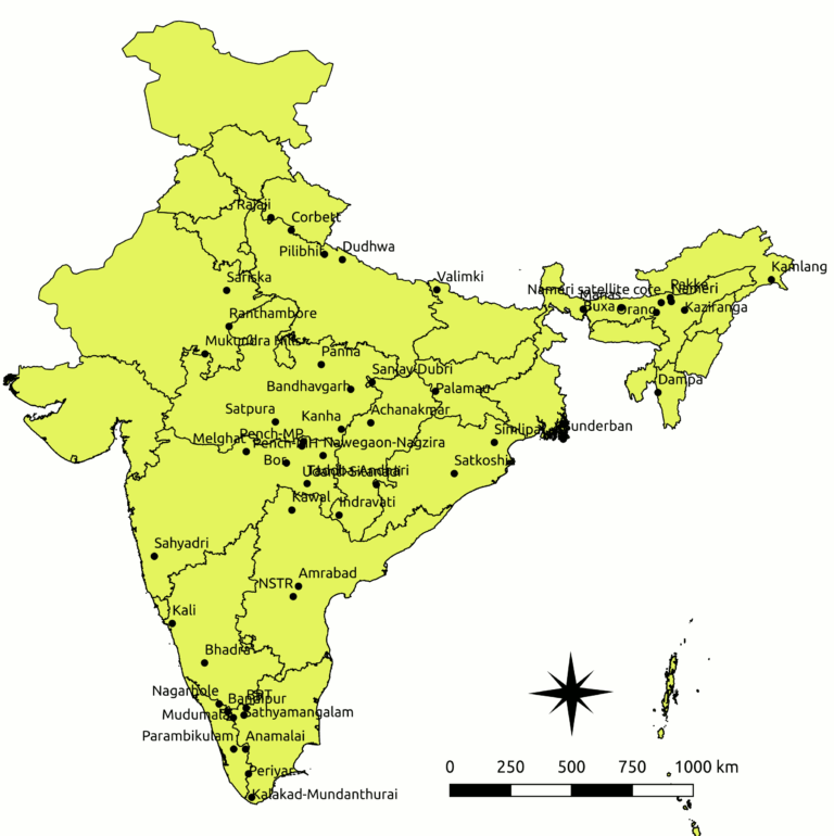 Tiger Reserve in India Map