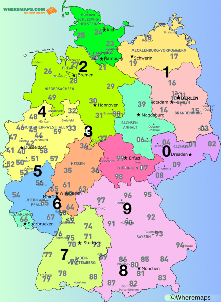 Germany Postal Codes Map
