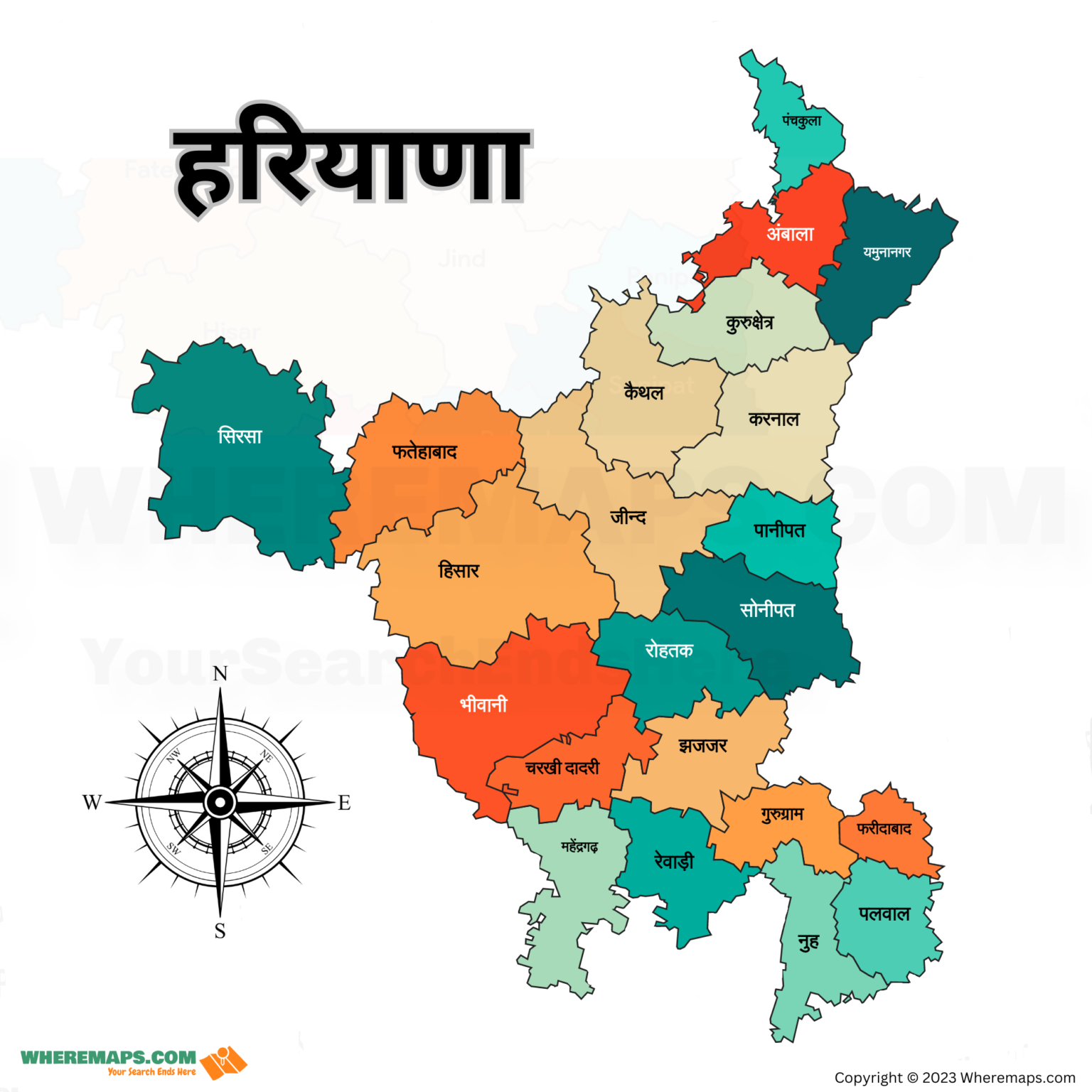 Haryana District Map | Haryana Map Pdf