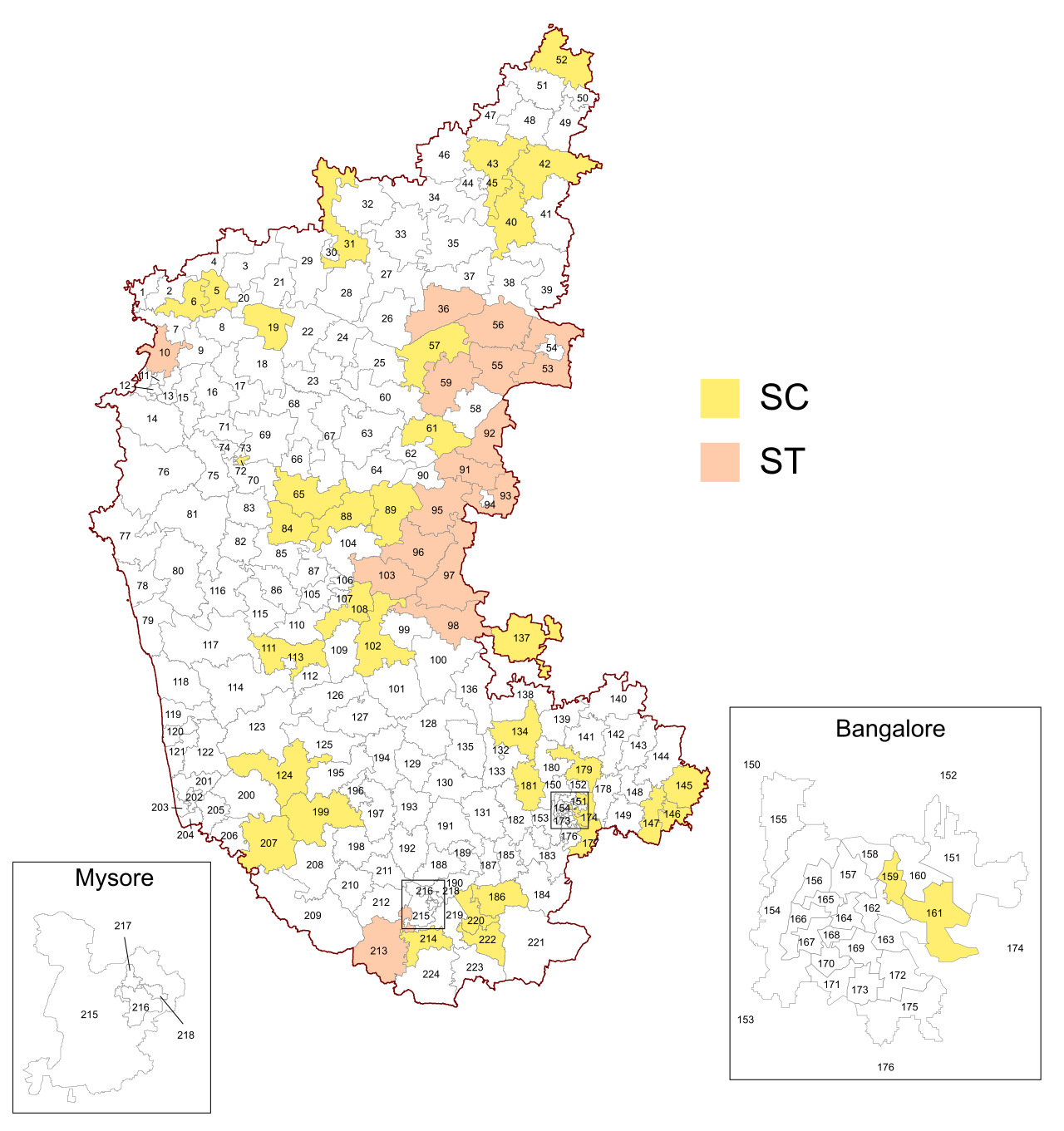 Total seats in Karnataka Election 2023