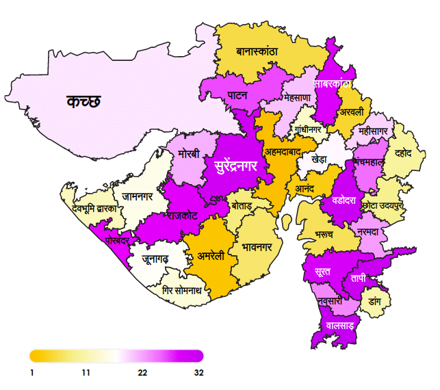 Gujarat District Map in Hindi